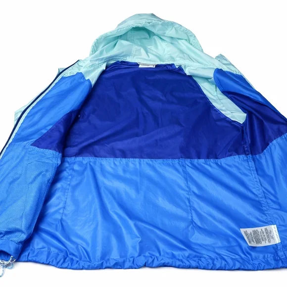 Columbia Blue Colorblock Windbreaker Jacket M Hooded - Picture 5 of 9